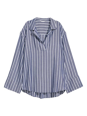 Широкая полосатая блуза с удлиненной спинкой | 6774386