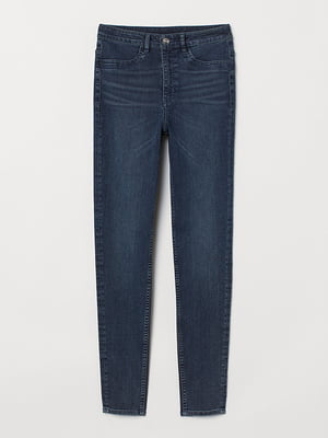 Узкие темно-синие джинсы с высокой талией | 6774394