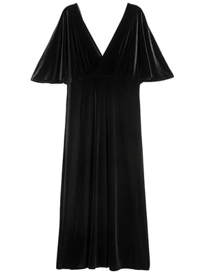 Велюрова чорна сукня з об'ємними рукавами | 6774401