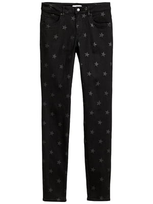 Вузькі чорні джинси в принт-зірки | 6774402