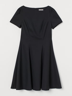 Черное платье А-силуэта с присборенными рукавами | 6774416