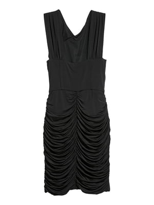 Облегающее черное платье с драпировкой | 6774449