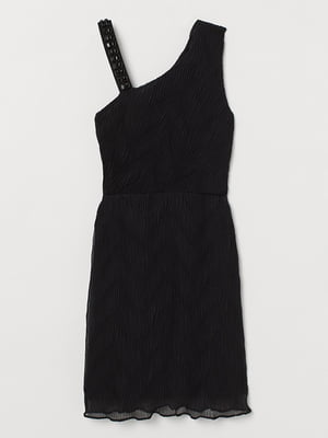 Короткое черное платье на одно плечо | 6774452