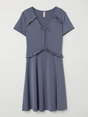 Коротка сіра сукня V-подібним вирізом | 6774477