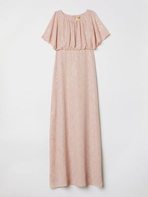 Розовое платье-макси с блестящим узором | 6774478