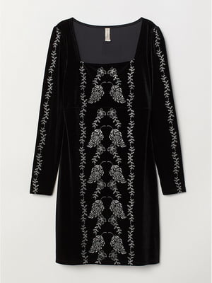 Чорна велюрова сукня з малюнком | 6774489