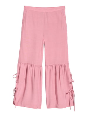 Свободные розовые брюки со шнуровками по бокам | 6774516