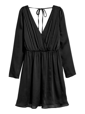 Черное платье А-силуэта из жатого шифона | 6774525