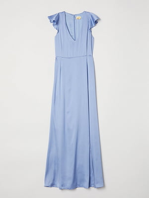 Голубое платье-макси с V-образным вырезом | 6774532