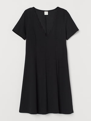 Черное короткое платье с фактурного трикотажа | 6774553