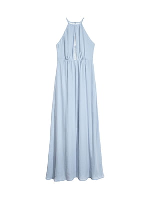 Блакитна сукня-максі з відкритими плечима | 6774587