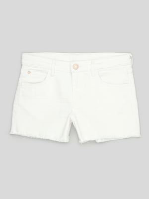 Белые джинсовые шорты с необработаным низом | 6774627