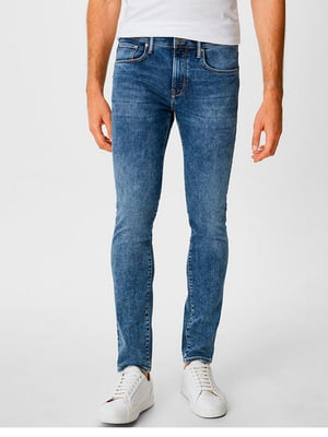 Синие зауженные джинсы с эффектом варенки | 6774705