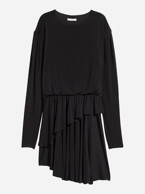 Черное платье с ассиметричной двухъярусной юбкой | 6774719