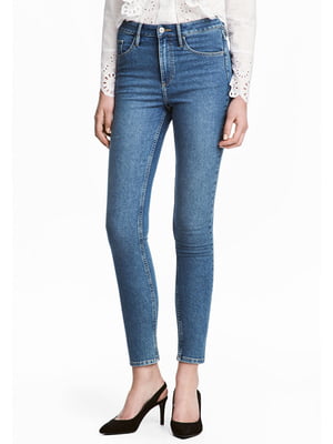 Синие джинсы-скинни с высокой талией | 6774739
