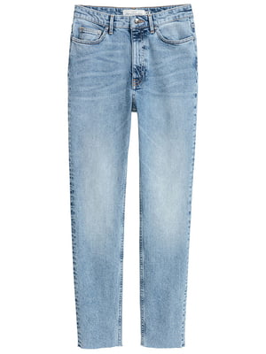 Укорочені блакитні джинси з високою талією | 6774741