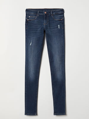 Синие джинсы-скинни с заниженной талией | 6774744