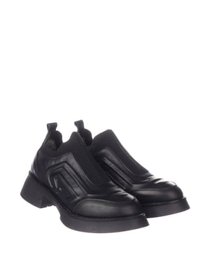 Кожаные черные туфли с резинкой спереди | 6775044