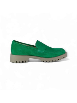 Зеленые замшевые туфли-лоферы | 6775056