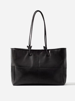 Шкіряна сумка-шопер чорного кольору | 6775260