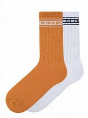 Шкарпетки з жакардовим принтом (2 пари, колір рудий, білий) | 6775952