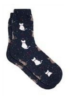 Шкарпетки сині вовняні з принтом "Кішка" | 6775959