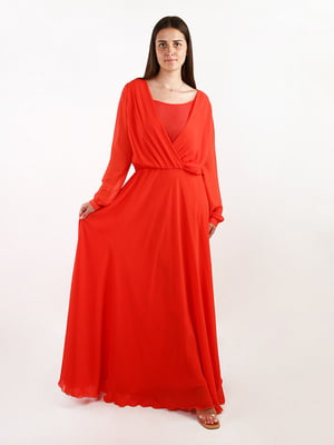 Червона сукня-максі з довгим рукавом | 6776009