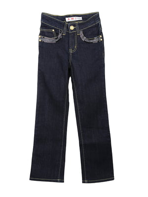 Темно-сині джинси з декорованими кишенями | 6776092