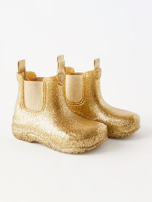 Золоті гумові черевики з еластичними бічними вставками | 6776110