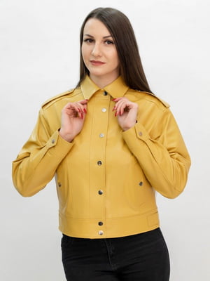 Шкіряна жовта куртка | 6777817