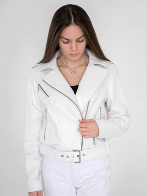 Шкіряна куртка косуха біла | 6777820