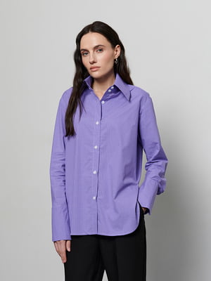 Фіолетова сорочка з високим відкладним коміром | 6777945