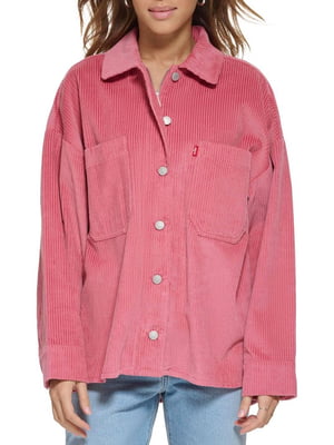 Розовая вельветовая рубашка-куртка на молнии и пуговицах | 6775635