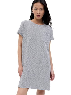 Белое легкое платье-футболка в полоску | 6775656