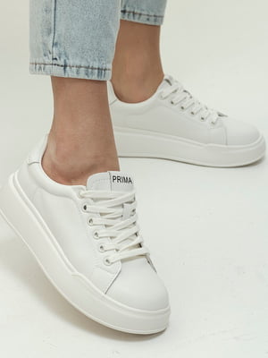 Белые кожаные кроссовки на шнуровке | 6777963