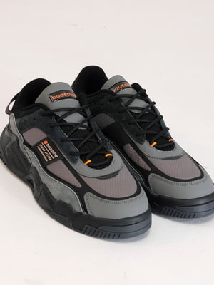 Сіро-чорні текстильні кросівки на шнурівці | 6777977