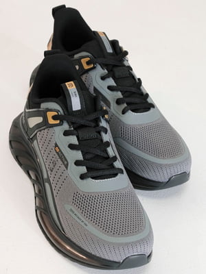 Сіро-чорні текстильні кросівки на шнурівці | 6777979