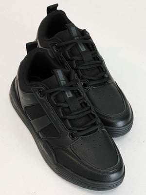 Черные кожаные кроссовки на шнуровке | 6777980