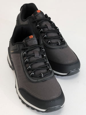 Текстильні темно-сірі кросівки на шнурівці | 6777983