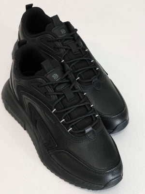 Черные кожаные кроссовки на шнуровке | 6777984