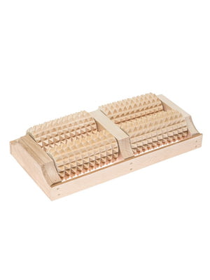 Масажер для ніг дерев'яний зубчастий на 4 ролика 26х13х5.5 см | 6776262