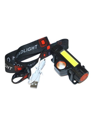 Ліхтарик налобний світлодіодний акумуляторний з магнітом USB 8.5х4 см | 6776280