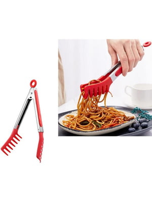 Щипці для спагетті пластикові з ручками з нержавіючої сталі та силікону 26 см | 6776312