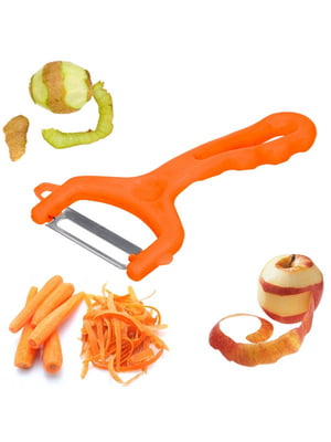 Ніж-овочечистка зубчаста для тонкого чищення овочів і фруктів із маленькими зубчиками — жовтогарячий | 6776351