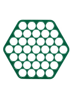Пластикова пельменниця шестикутна (форма для приготування пельменів) Ø23 см — зелений | 6776392
