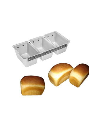 Форма потрійна для випічки бородинського хліба 11Д алюміній (17.5x12x9 см) | 6776463