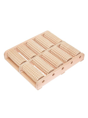Масажер для ніг дерев'яний зубчастий на 10 роликів (30х26.5х5 см) | 6776475