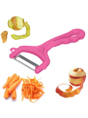 Ніж-овочечистка зубчаста для тонкого чищення овочів і фруктів із маленькими зубчиками — рожевий | 6776509