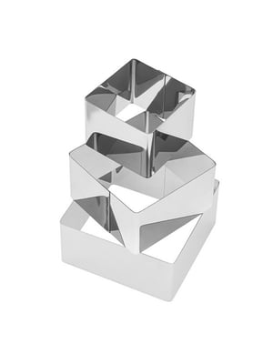 Набір квадратних металевих форм викладки/вирубки салатів та гарніру (3 квадрати) | 6776529