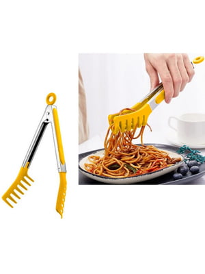 Щипці для спагетті пластикові з ручками з нержавіючої сталі та силікону 26 см | 6776632